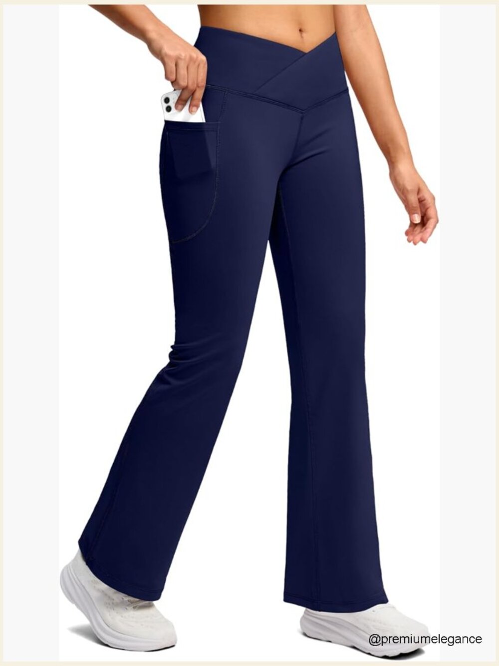 Fleece Lined Flare Leggings with Pockets High Waist Yoga Pants